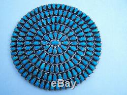 Vintage Navajo Sterling Silver Turquoise Brooch Pin. 167 stones. Dead Pawn