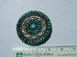 Vintage Navajo Sterling Silver Turquoise Brooch/ Pin. 56 stones. Dead Pawn