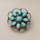 Vintage Navajo Sterling Silver Turquoise Cluster Brooch Pin Jw Ms Signed 1.5in