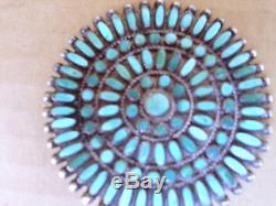Vintage Navajo Sterling Silver Turquoise Cluster pin. 2 3/8 across. Dead Pawn