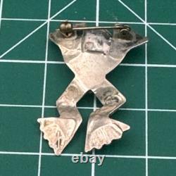 Vintage Navajo Sterling Silver & Turquoise Frog Pin Brooch