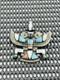 Vintage Navajo Sterling Silver Turquoise Onyx Inlay Kachina Brooch Pin
