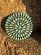 Vintage Navajo Sterling Silver Turquoise Round Cluster Pin Brooch Pendant