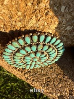 Vintage Navajo Sterling Silver Turquoise Round Cluster Pin Brooch Pendant