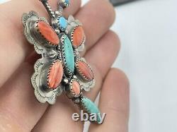 Vintage Navajo Sterling Silver Turquoise Spiny Oyster Dragonfly Pin Brooch