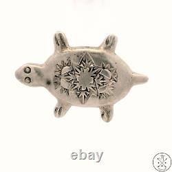 Vintage Navajo Sterling Silver Turtle Brooch Pin Signed Martinez