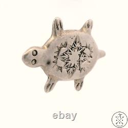 Vintage Navajo Sterling Silver Turtle Brooch Pin Signed Martinez