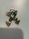 Vintage Navajo Sterling Silver And Genuine Turquoise Old Pawn-frog Brooch