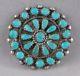 Vintage Navajo Sterling Silver W Matrix Turquoise Cluster Pin Petit Point Euc