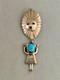 Vintage Navajo Sterling Silver W Turquoise Sunface Kachina Pendant/brooch