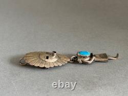 Vintage Navajo Sterling Silver w Turquoise Sunface Kachina Pendant/Brooch