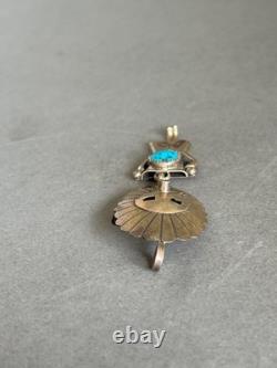 Vintage Navajo Sterling Silver w Turquoise Sunface Kachina Pendant/Brooch