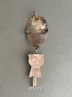 Vintage Navajo Sterling Silver w Turquoise Sunface Kachina Pendant/Brooch