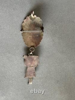 Vintage Navajo Sterling Silver w Turquoise Sunface Kachina Pendant/Brooch