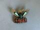 Vintage Navajo Sterling Silver With Turquoise, Coral And Malachite Phoenix Pin