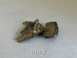 Vintage Navajo Sterling Silver with Turquoise, Coral and Malachite Phoenix Pin