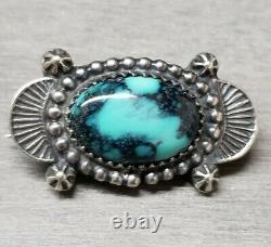 Vintage Navajo Sterling Turquoise Handmade Pin Brooch David Reeves