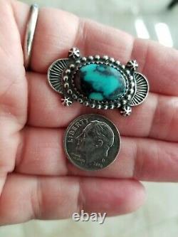 Vintage Navajo Sterling Turquoise Handmade Pin Brooch David Reeves