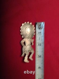 Vintage Navajo Surface Kachina Katsina Sterling Silver Pin Brooch 3.5 Inch 24g
