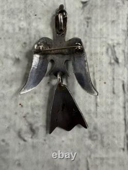 Vintage Navajo TOMMY SINGER STERLING SILVER PEYOTE BIRD Brooch Pin
