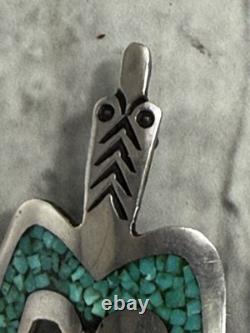 Vintage Navajo TOMMY SINGER STERLING SILVER PEYOTE BIRD Brooch Pin