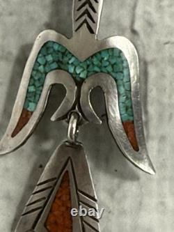 Vintage Navajo TOMMY SINGER STERLING SILVER PEYOTE BIRD Brooch Pin