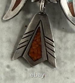 Vintage Navajo TOMMY SINGER STERLING SILVER PEYOTE BIRD Brooch Pin