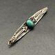 Vintage Navajo Turquoise Double Arrows Hand Stamped Silver Brooch Pin