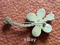 Vintage Navajo Turquoise Dragonfly 2.25 Sterling Signed Pin Brooch