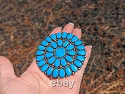 Vintage Navajo Turquoise Pendant Manta Pin Sterling Silver Unsigned NA Jewelry