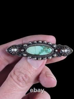 Vintage Navajo Turquoise Sterling Silver Brooch Pin