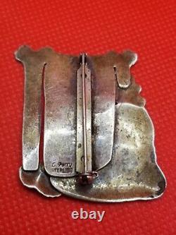 Vintage Navajo Weaver by Lambert Perry Sterling Silver 925 Brooch Pin