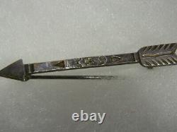 Vintage Navajo Whirling Log Arrow Stamped Sterling Silver Hat/ Brooch Pin