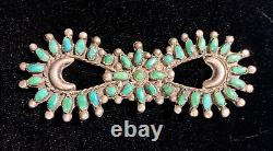 Vintage Navajo/Zuni Native American Sterling And Turquoise Pin 3.5 in Across