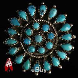 Vintage Navajo blue turquoise CLUSTER sterling silver Native American old pawn