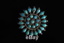 Vintage Navajo blue turquoise CLUSTER sterling silver Native American old pawn
