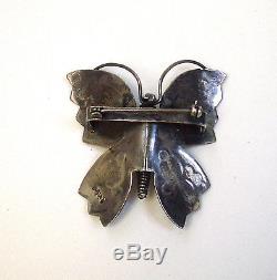 Vintage Navajo silver hand stamped butterfly pin/brooch