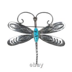Vintage Navajo sterling and turquoise dragonfly pin