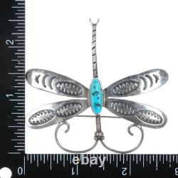 Vintage Navajo sterling and turquoise dragonfly pin