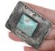 Vintage Navajo Sterling Silver And Turquoise Pin With Arrow And Snake Stampings