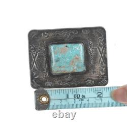 Vintage Navajo sterling silver and turquoise pin with arrow and snake stampings
