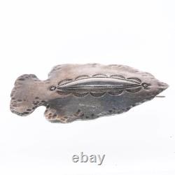 Vintage Navajo sterling silver deep stamped arrowhead pin/brooch