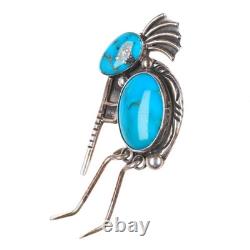 Vintage Navajo sterling silver high grade turquoise Kokopelli pendant/pin