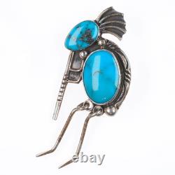 Vintage Navajo sterling silver high grade turquoise Kokopelli pendant/pin
