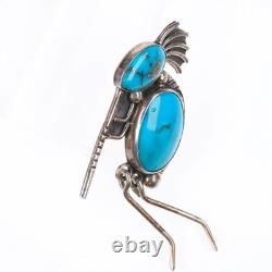 Vintage Navajo sterling silver high grade turquoise Kokopelli pendant/pin