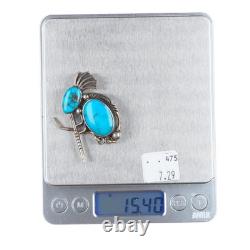 Vintage Navajo sterling silver high grade turquoise Kokopelli pendant/pin