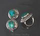 Vintage Old Pawn Navajo Turquoise Sterling Silver Earrings And Ring Set C. 1930s