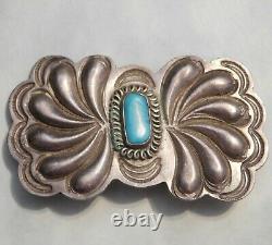 Vintage OLD PAWN Navajo Silver TURQUOISE RUSTIC 1950's Pin Brooch