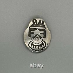 Vintage Old Hopi Sterling Silver Kachina Face Pin
