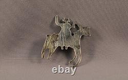 Vintage Old Navajo Sterling Silver Pin Man on Horse